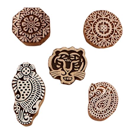 Set of 5 Piece New Mix Wooden Printing Blocks